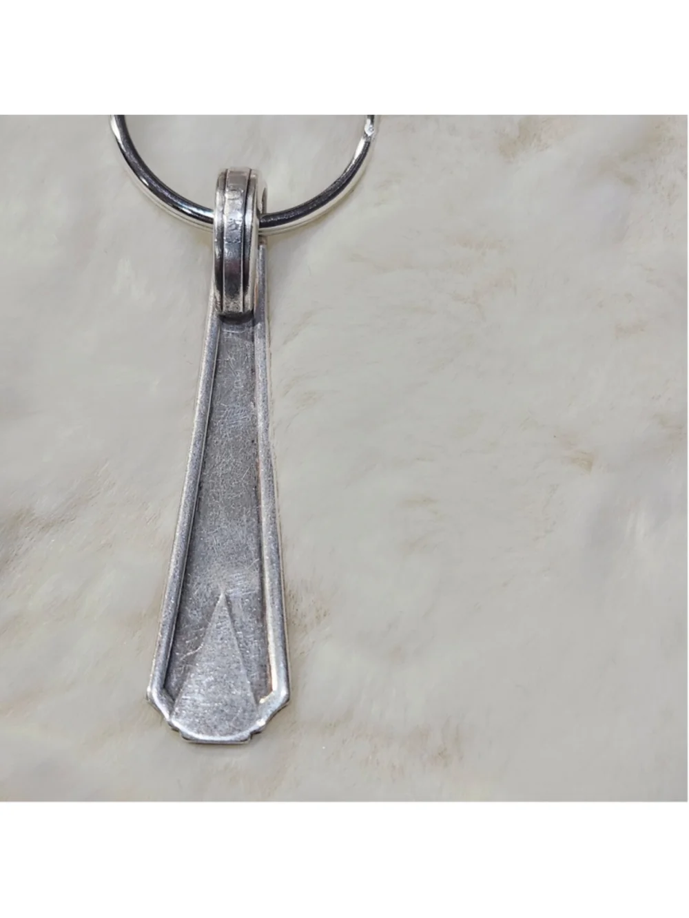 S Engraved Spoon Handle Keychain with key charm
